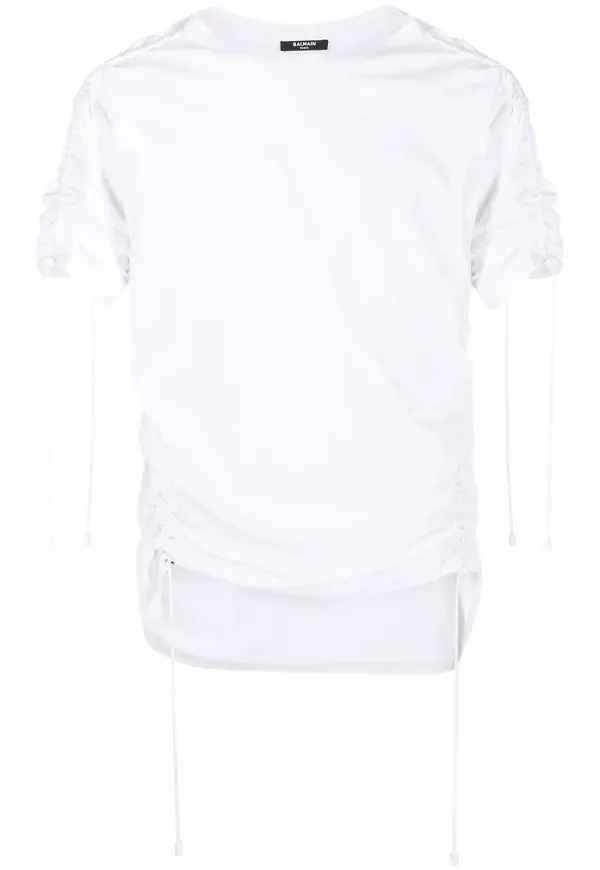 Balmain t-shirt med dragsko - Vit