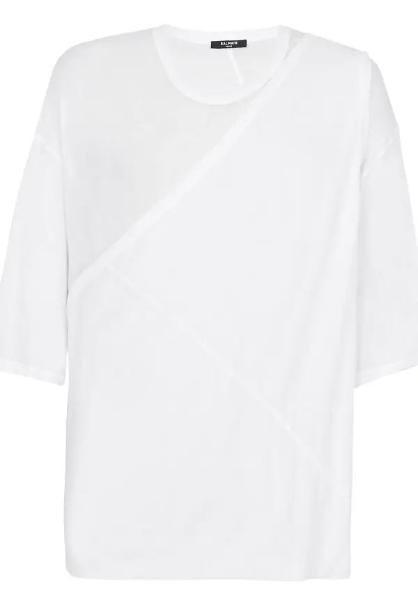 Balmain t-shirt med draperad panel - Vit