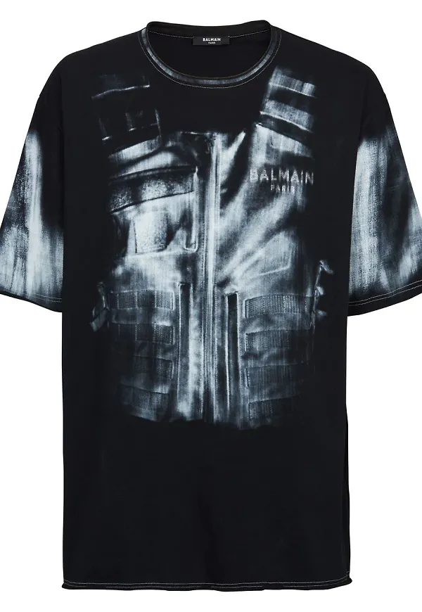 Balmain t-shirt med graffititryck - Svart