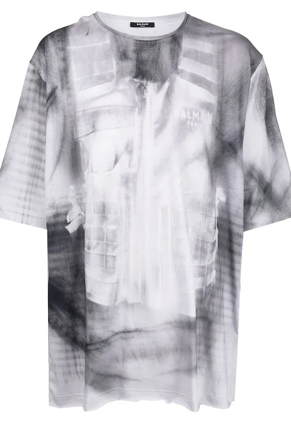 Balmain t-shirt med grafiskt tryck - Grå