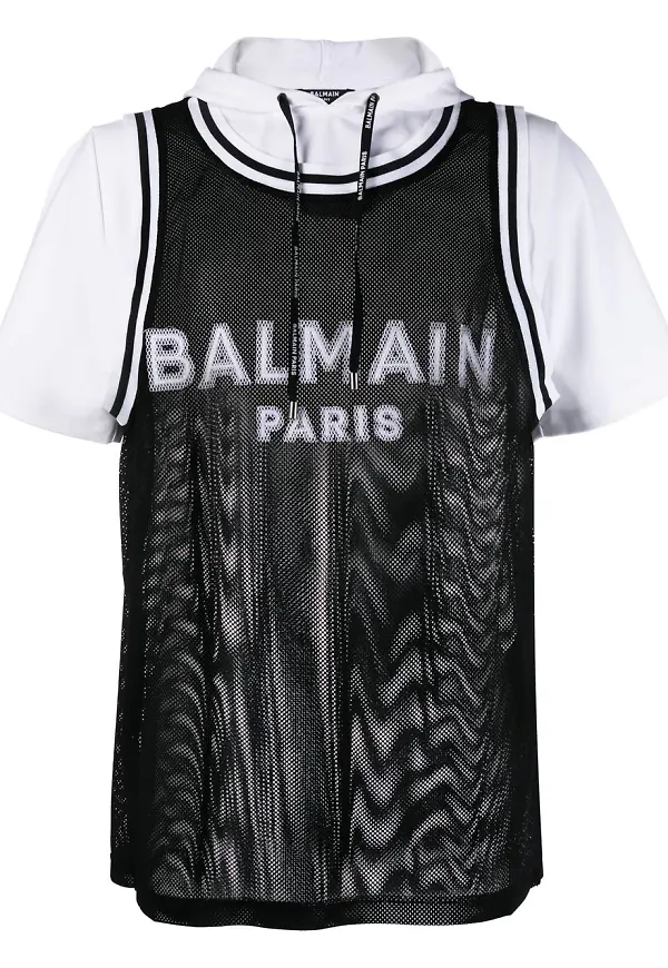 Balmain t-shirt med huva - Svart