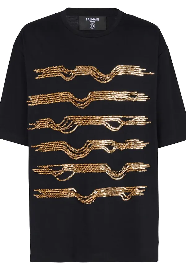 Balmain t-shirt med kedjor - Svart