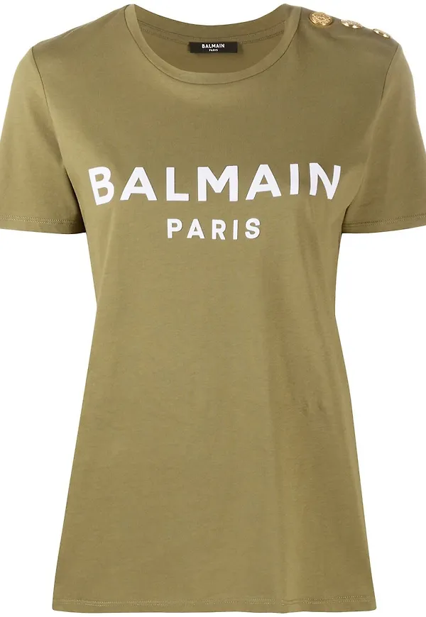 Balmain t-shirt med knappdetalj - Grön
