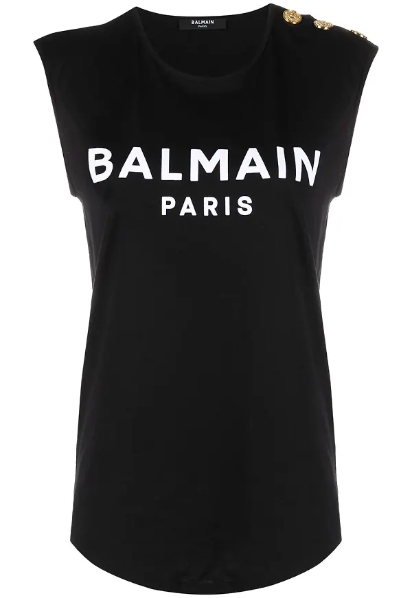 Balmain t-shirt med knappdetalj - Svart