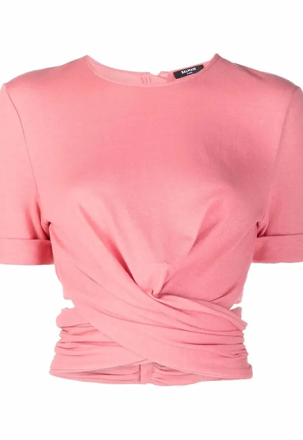 Balmain t-shirt med tvinnad detalj - Rosa