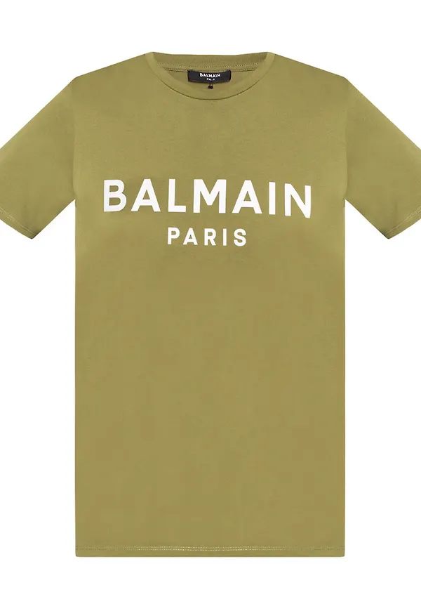 Balmain T-shirt with logo Grön, Dam