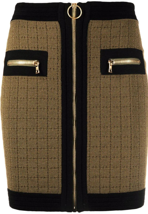 Balmain tajt kjol med dragkedja - Grön