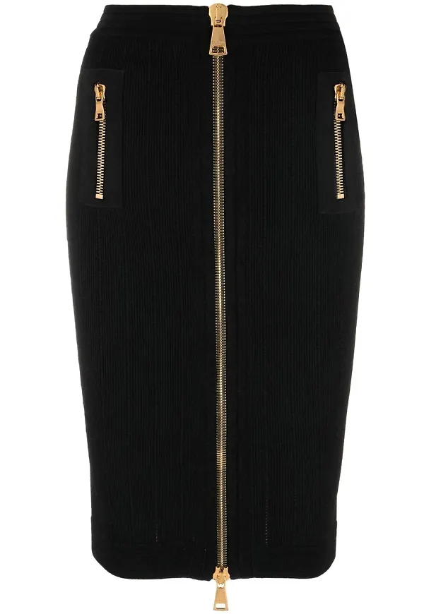 Balmain tajt kjol med dragkedja - Svart