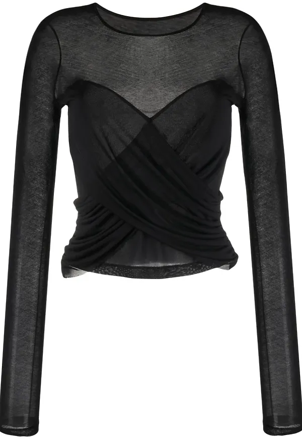 Balmain topp med draperad panel - Svart