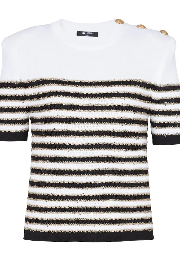 Balmain topp med knappar - Vit