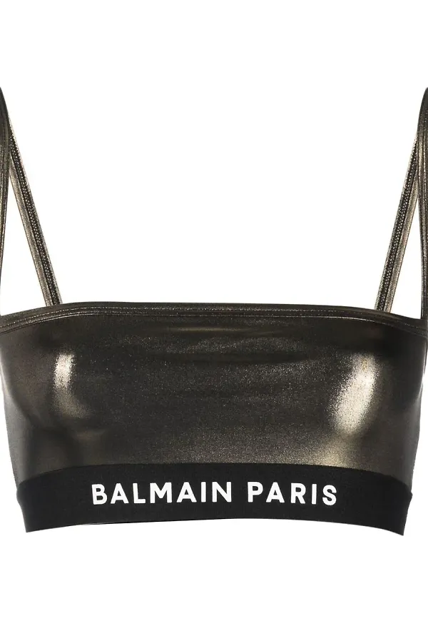Balmain topp med logotypband - Guldfärgad