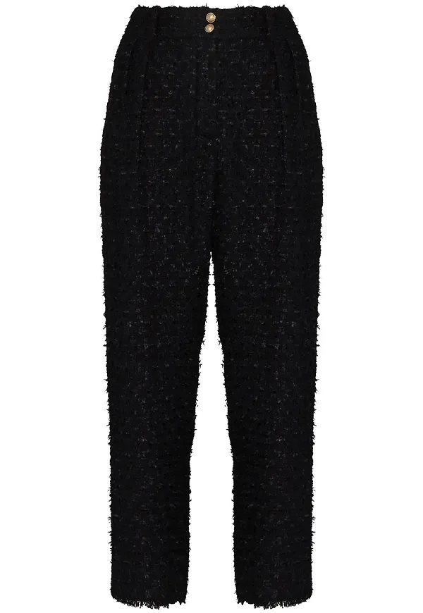 Balmain trekvartsbyxor i tweed - Svart
