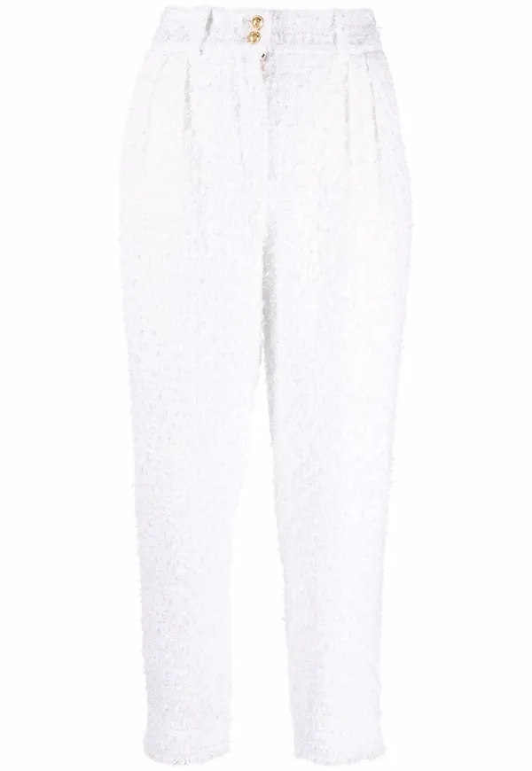 Balmain trekvartsbyxor i tweed - Vit