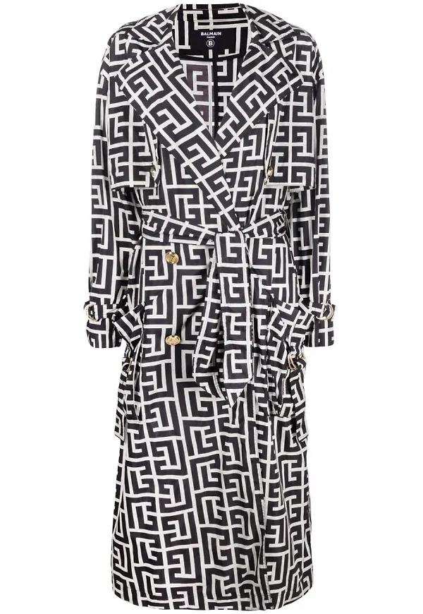Balmain trenchcoat med monogram - Svart