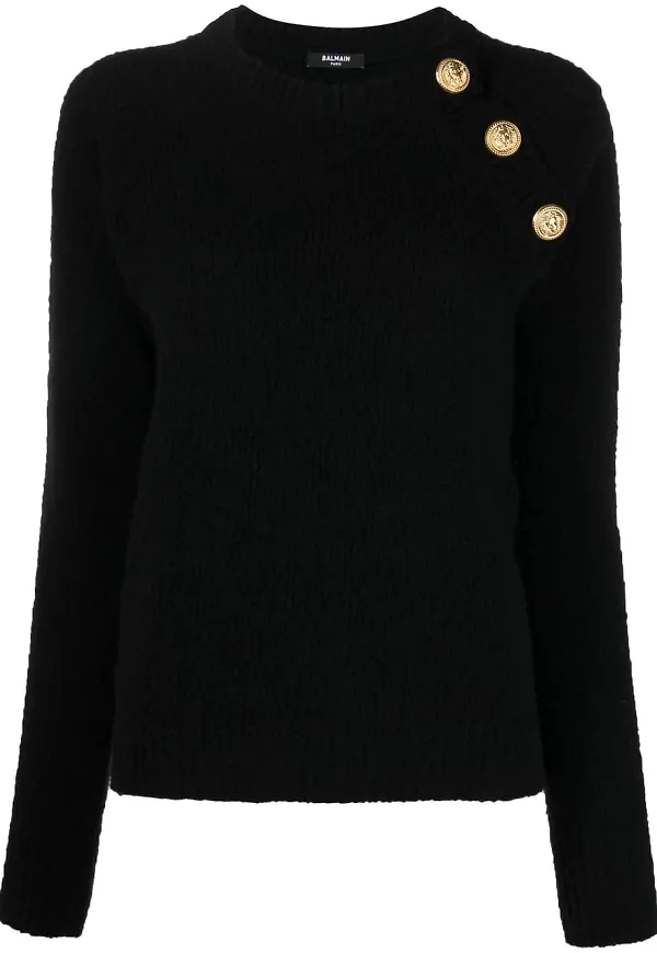 Balmain tröja med diagonal knäppning - Svart