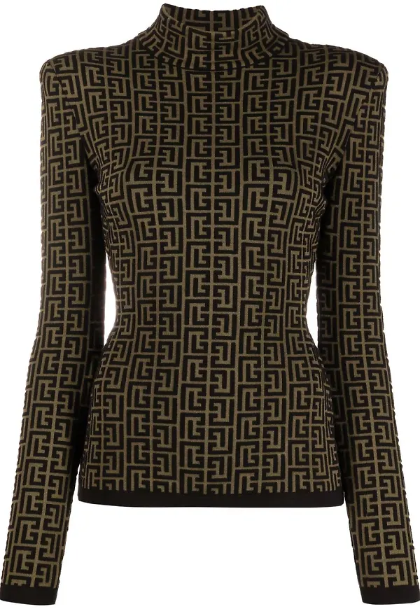 Balmain tröja med hög krage - Grön