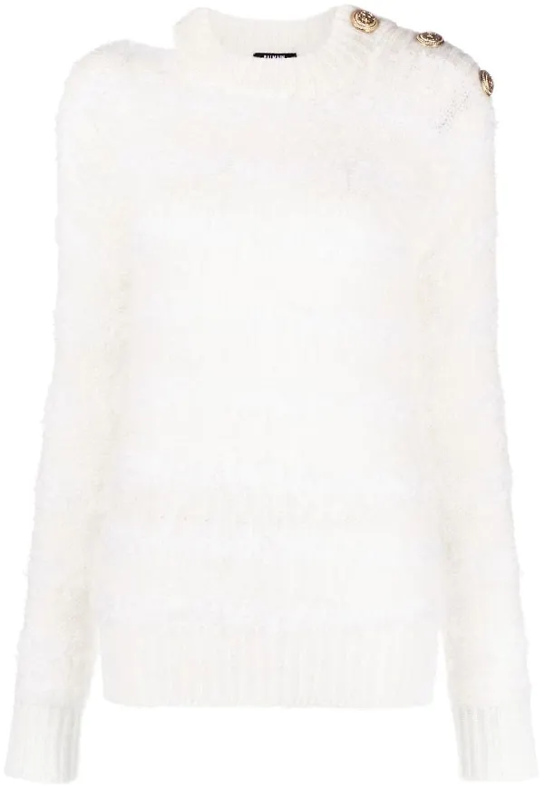 Balmain tröja med knäppning - Vit