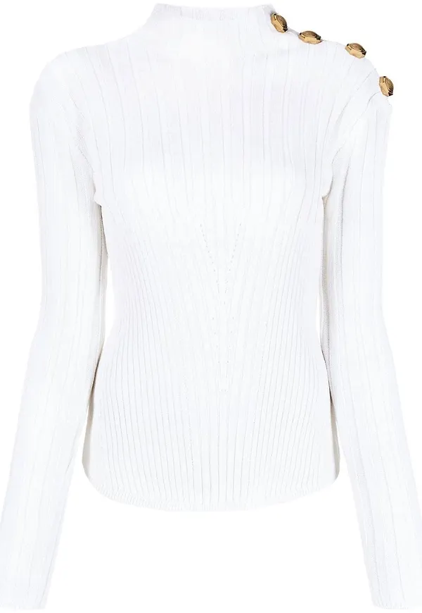 Balmain tröja med knäppning - Vit