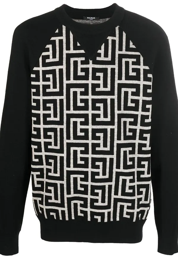 Balmain tröja med monogram - Svart
