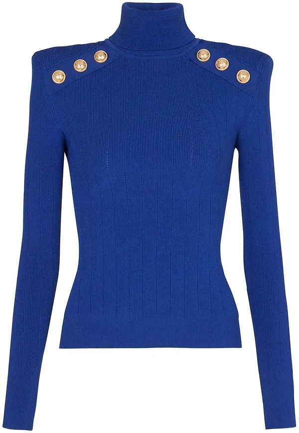 Balmain tröja med rullkrage - Blå