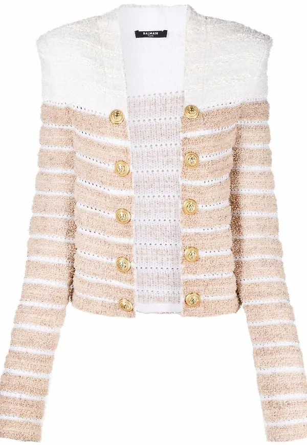 Balmain tvåfärgad tweedkavaj - Guldfärgad