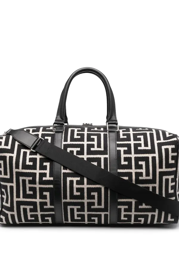 Balmain tvåfärgad weekendväska med monogram - Svart