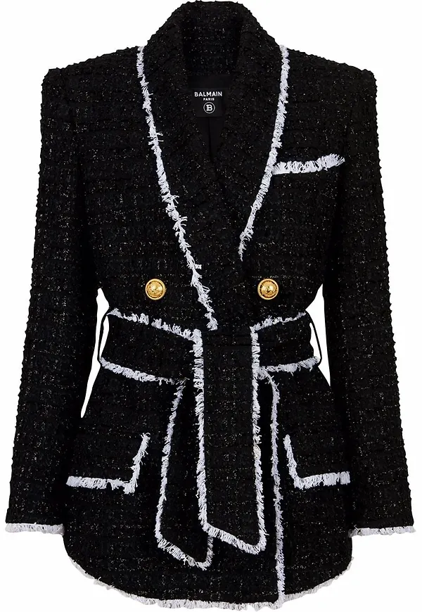 Balmain tweedjacka med sjalkrage - Svart