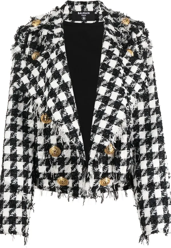 Balmain tweedkavaj med fransar - Svart