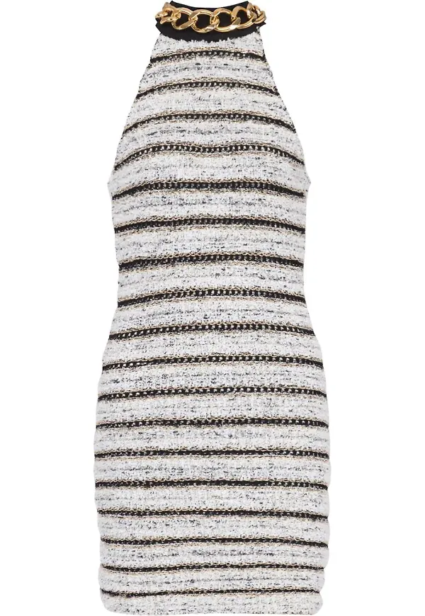 Balmain tweedklänning med halterneck - Svart
