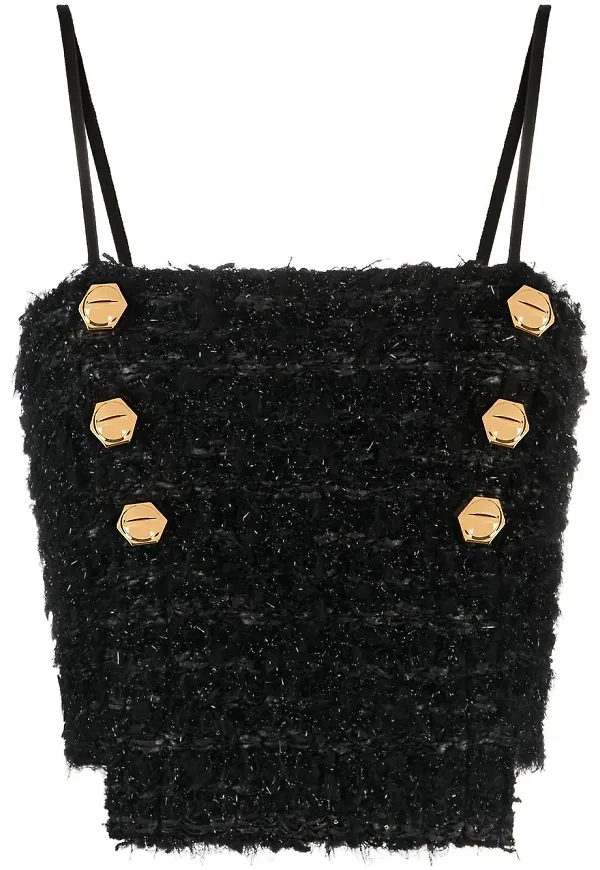 Balmain tweedtopp med tunna band - Svart
