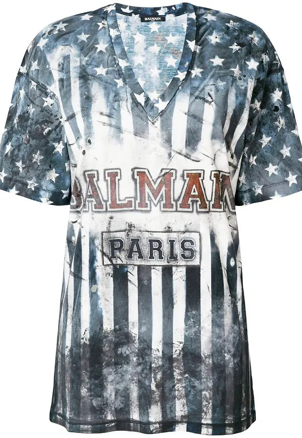 Balmain U.S.A. print T-shirt - Blå