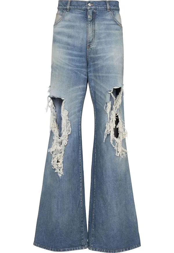 Balmain utsvängda bootcut-jeans med slitning - Blå