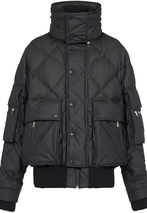 Balmain vadderad jacka med dragkedja - Svart