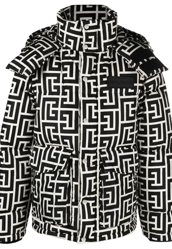 Balmain vadderad rock med monogram - Svart