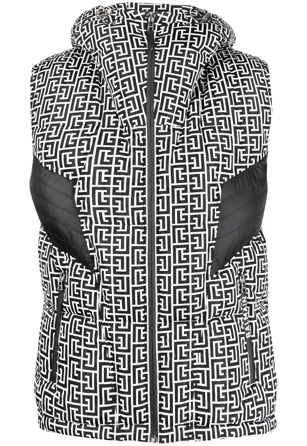 Balmain vadderad väst med monogram - Svart