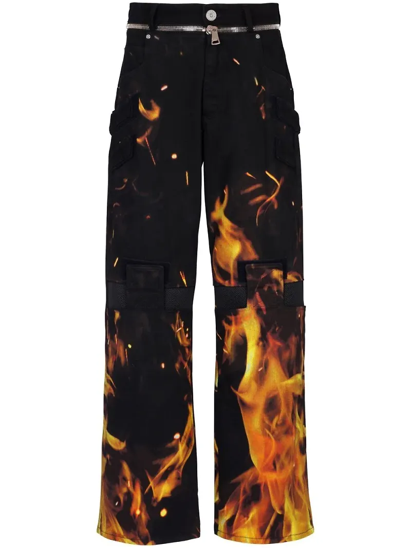Balmain vida byxor med eldtryck - Svart
