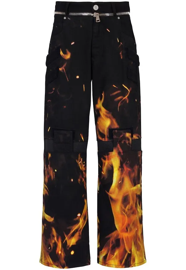 Balmain vida byxor med eldtryck - Svart