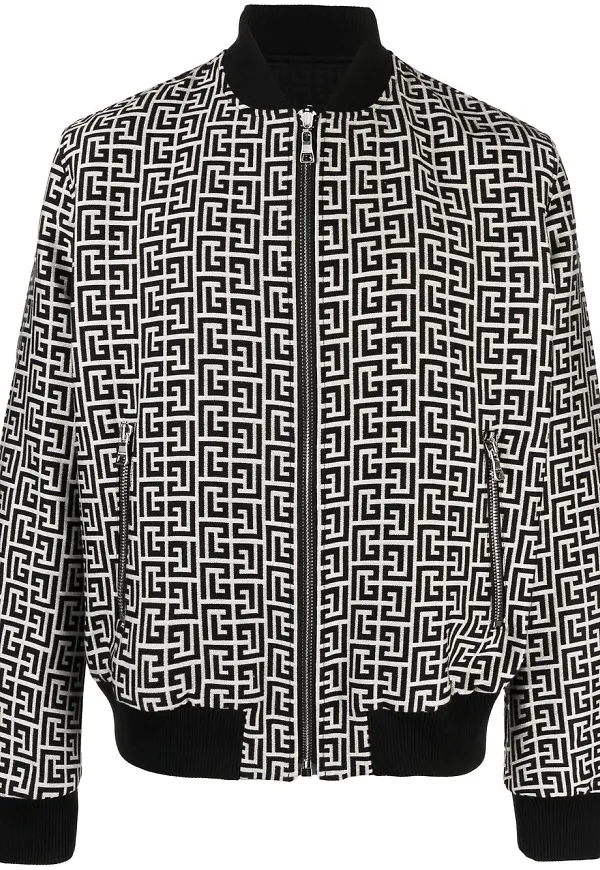 Balmain vändbar bomberjacka med monogram - Neutral