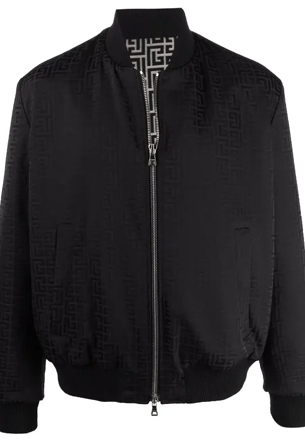 Balmain vändbar bomberjacka med monogram - Svart