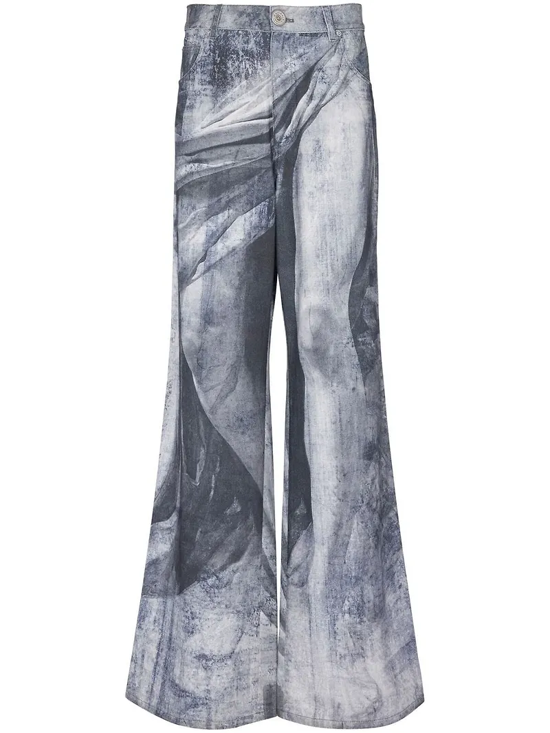 Balmain wide leg-jeans med statytryck - Blå