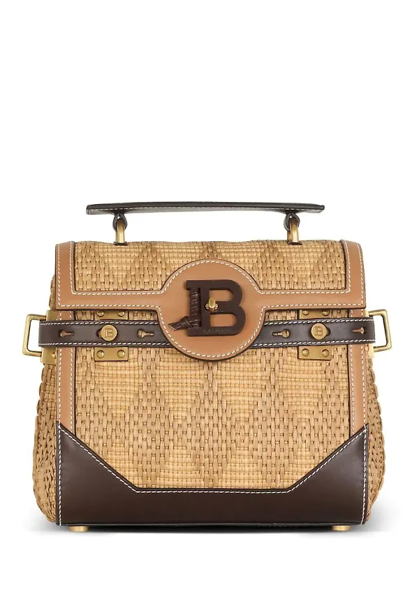 Balmain woven-wicker B-Buzz shoulder bag - Neutral