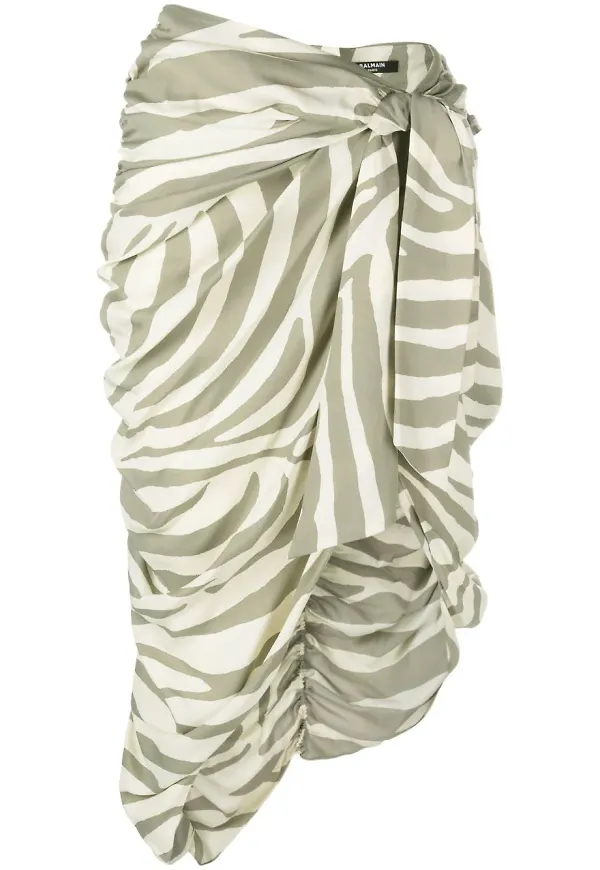 Balmain zebramönstrad midikjol - Neutral