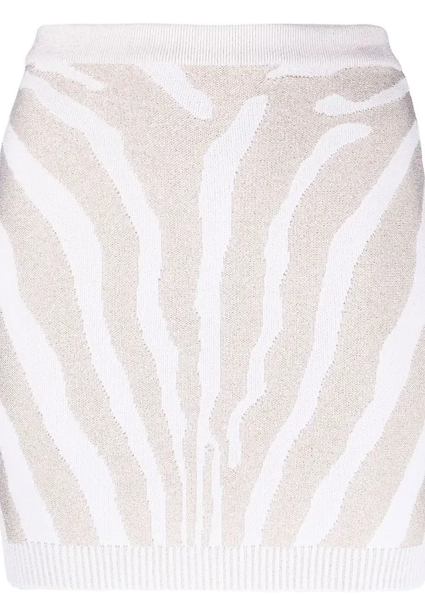 Balmain zebramönstrad stickad kjol - Neutral