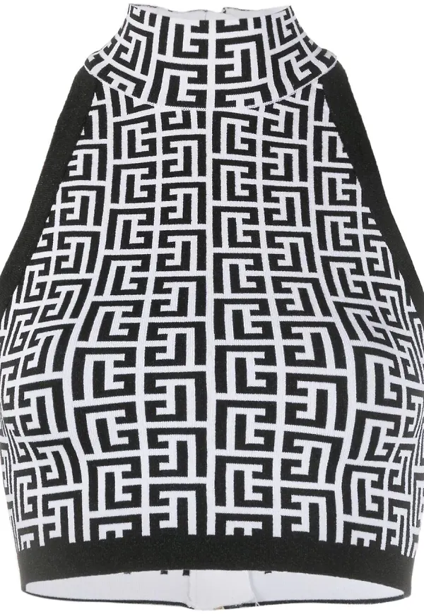 Balmain ärmlös croptop med motiv - Svart