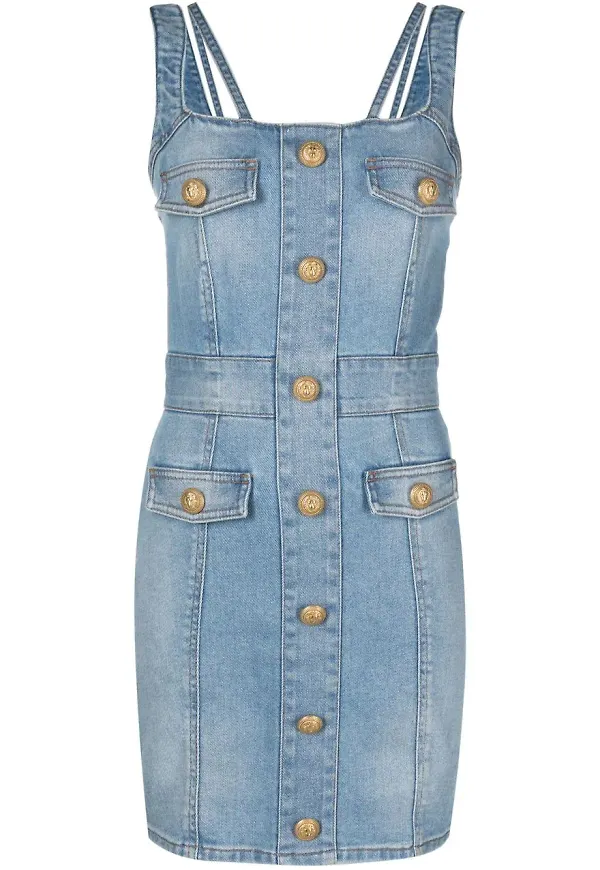 Balmain ärmlös jeansklänning - Blå