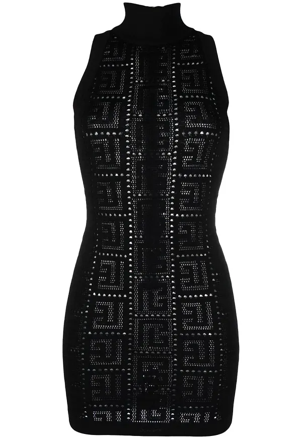 Balmain ärmlös klänning med monogram - Svart