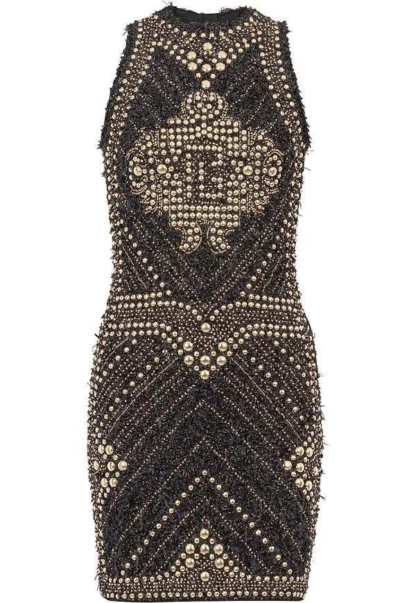 Balmain ärmlös klänning med nitar - Svart