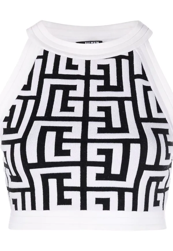 Balmain ärmlös stickad topp - Svart