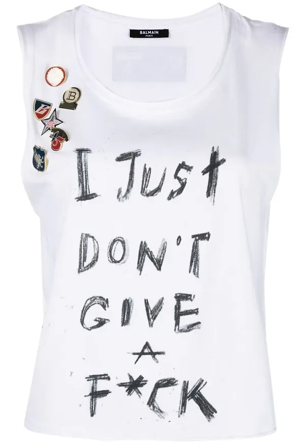 Balmain ärmlös t-shirt med slogan - Vit