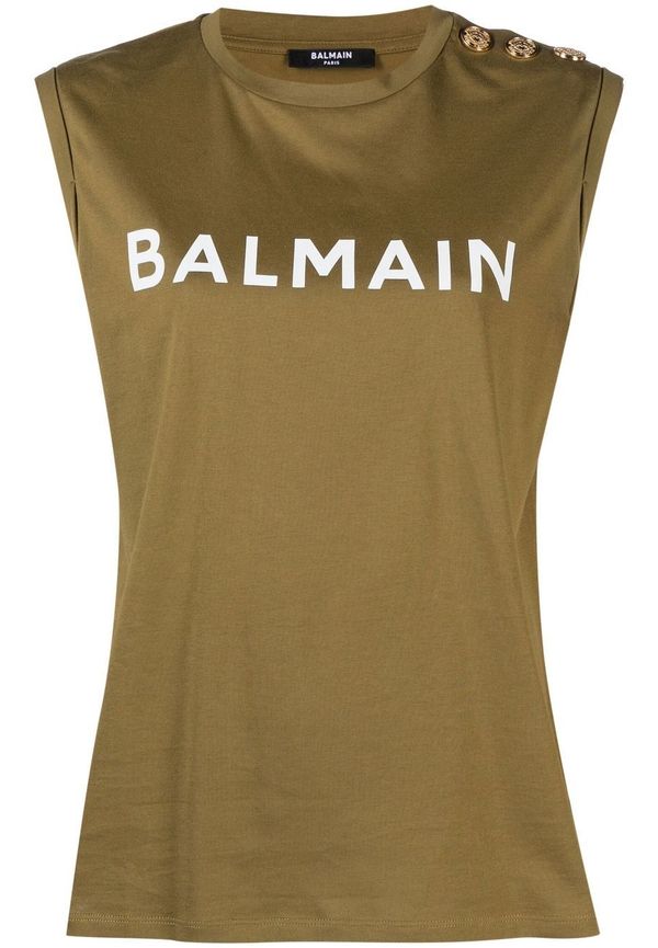 Balmain ärmlös tröja med logotyp - Grön